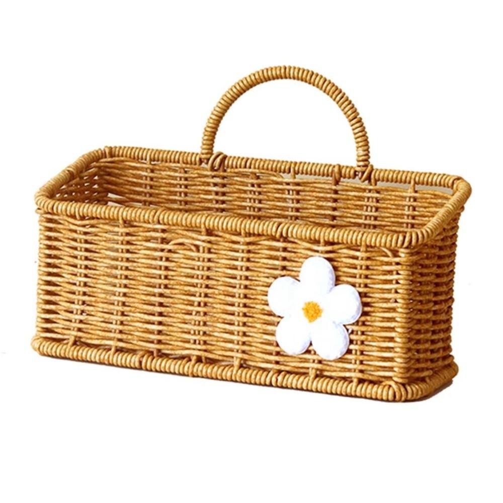 Imitation Rattan Wall Mount Basket Woven Storage Basket For Ginger Garlic Onion Snacks