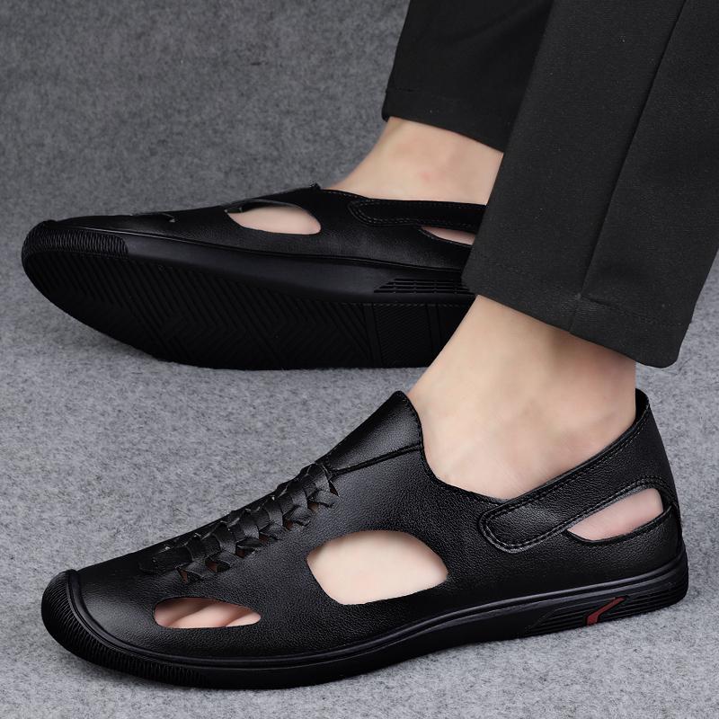 Genuine Leather Casual Shoes for Mens Comfort Korean Version Men Sandals 2024 Summer Outdoor Walking Sneakers Breathable Sandals