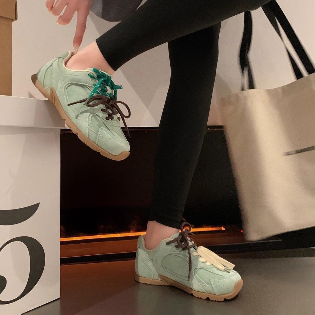 Spring New Retro Sneaker Genuine Leather Breathable Contrast Color Flat Sports Cortez Women