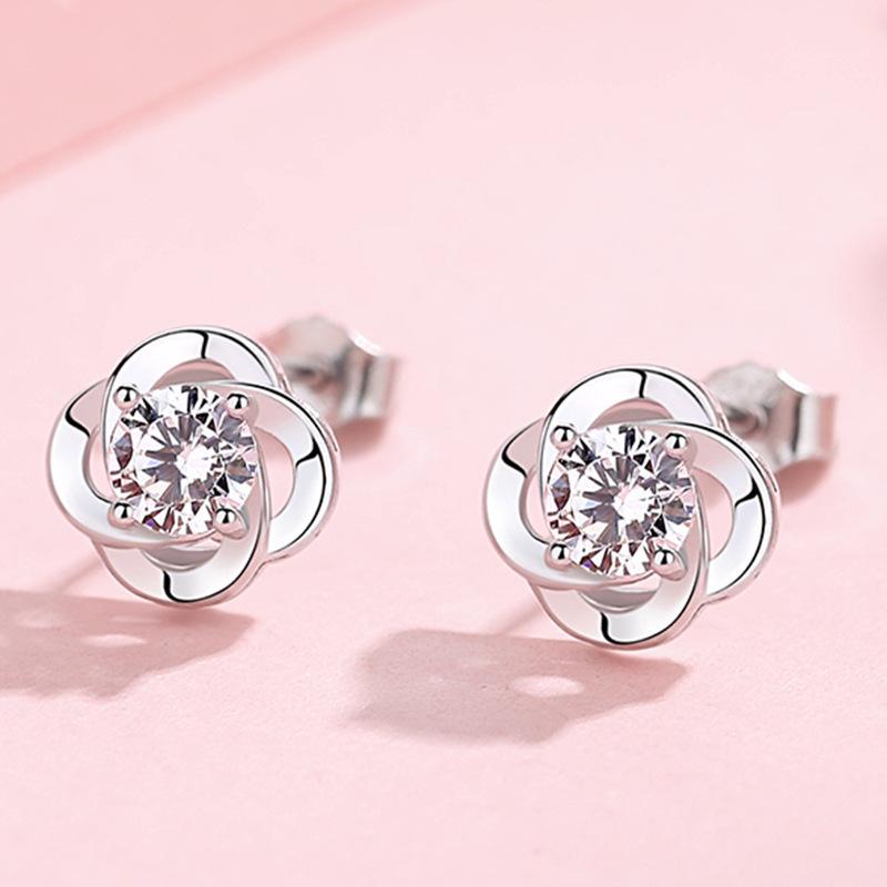 Четырехлистный клевер счастливые серьги-гвоздики студенческие серьги модные индивидуальные женские серьги-гвоздики