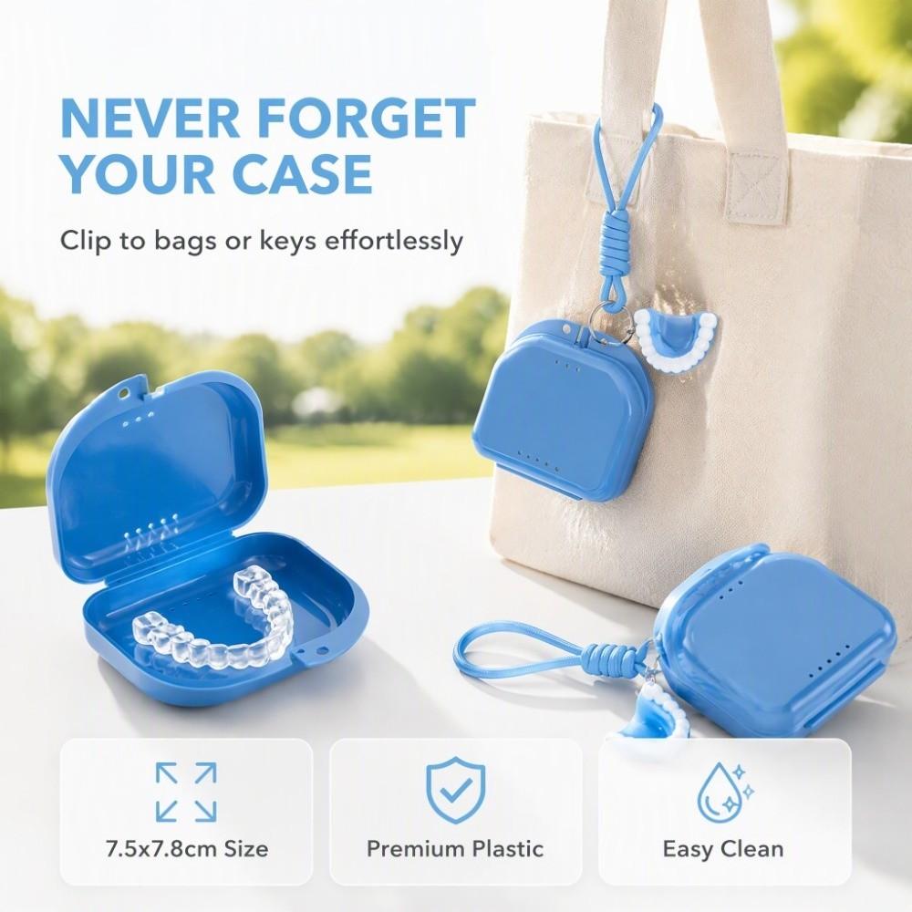 Sealed Tooth-Shaped Pendant Box Ventilated Portable Denture Storage Box for Orthodontic Retainer