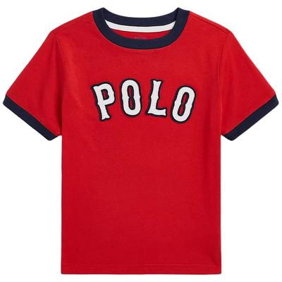 Polo Хлопковый трикотажный джемпер с круглым вырезом и короткими рукавами Детские топы 323964464-001