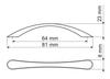 UP83 handle, polished chrome, 64mm