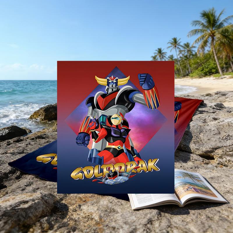 1pc UFO Robot Grendizer10 Beach Towel, Beach and Seaside Swimming Pool Equipment, Fashion Pattern, Rectangular, Travel Essentials