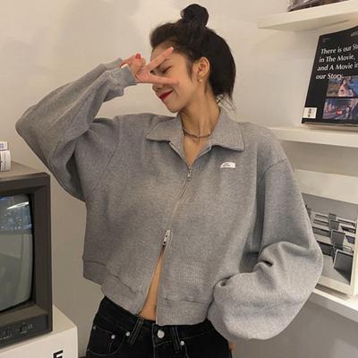 Весеннее пальто на молнии, теплое, мягкое, модное, весенне-осеннее, тонкое, однотонное, короткое пальто, уличная одежда