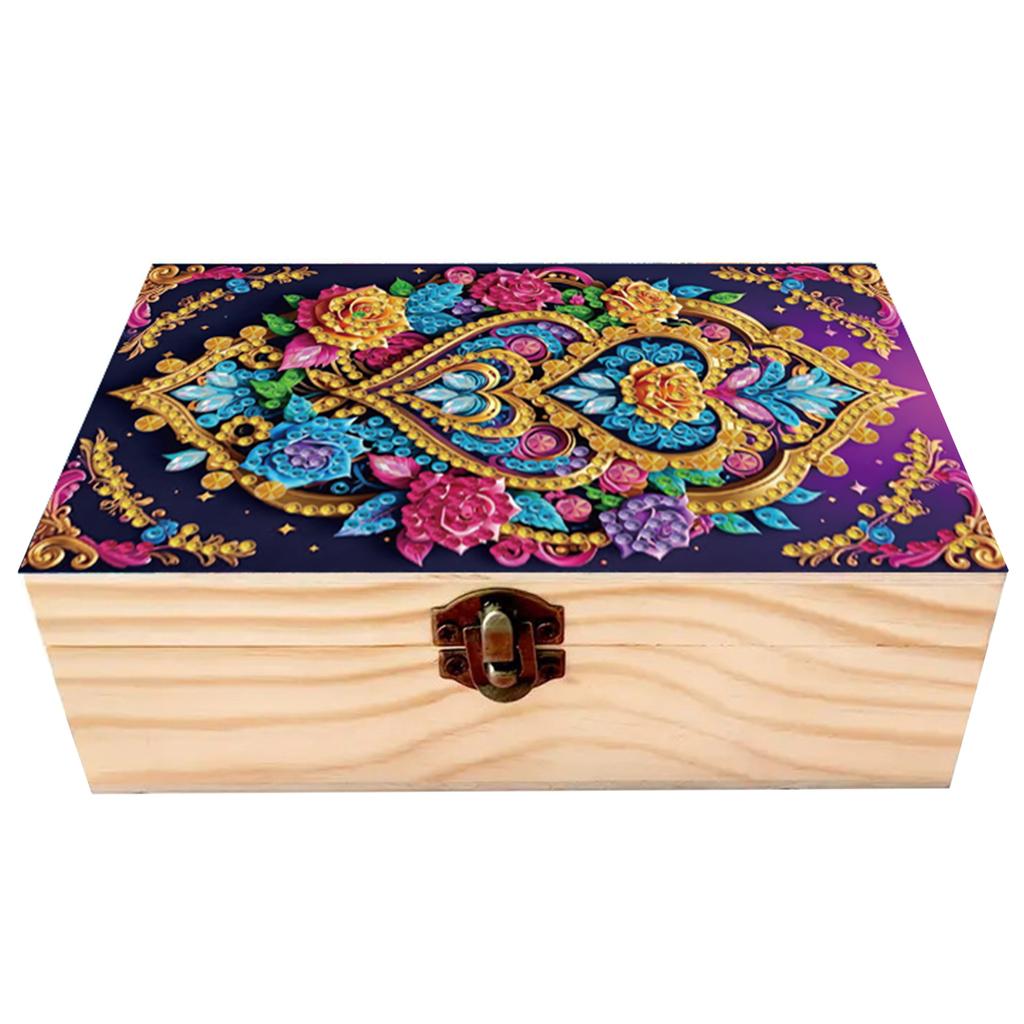 Алмазная мозаика своими руками Цветной узор Деревянный футляр Частичное сверление Кристаллическая мозаика Контейнер для хранения для дома Автомобиля Настольное украшение Поделка
