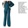 2 Pcs/Set Women Knitted Outfit V Neck Long Sleeves Top High Waist Wide Leg Trousers Thread Home Casual Clothes Pajamas Set Fall Winter Tracksuit Set