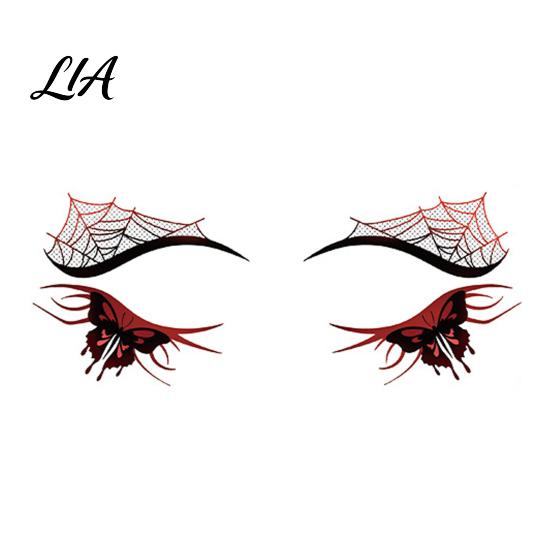 Festival Eye Makeup Halloween Face Temporary Tattoos for Women, Waterproof Pumpkin Spiderweb Party Supplies Art Stickers Masquerade Carnival