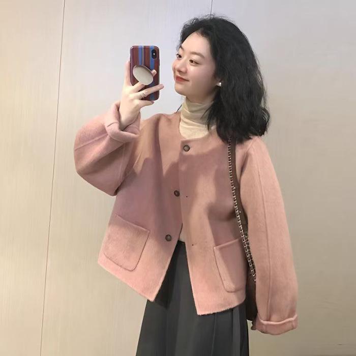 Women's Luxury Woolen Coat - Korean Style, Short Casual for Autumn/Winter 2026