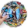 50 Butterfly Graffiti Personalized Creative Insects Children's Cognitive Decoration Water Cup Mobile Phone Case Suitcase Stickers Waterproof