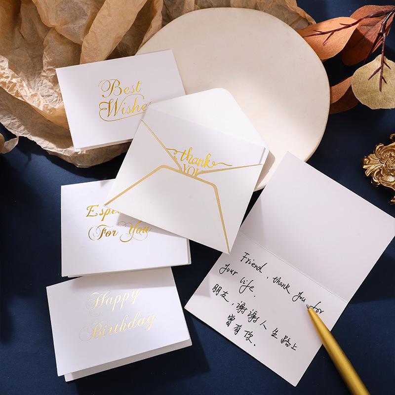 «Элегантный набор поздравительных открыток с золотым тиснением и праздничными надписями с конвертами»