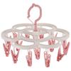 NUOLUX Windproof Drying Home Underwear Compact Includes 16 Laundry Pink Rack, 360-Degree Rotating, Hanger, Design, Clips,