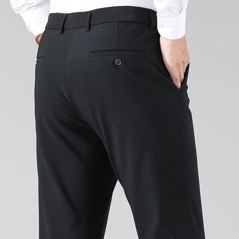 FAPAI Men's High-Elastic Fleece-Lined Straight-Leg Dress Pants