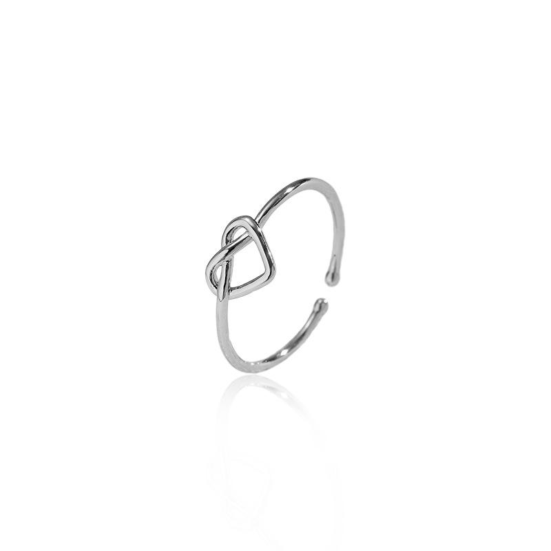 Simple hollow love opening adjustable ring high sense European and American non-fading tail ring jewelry women's jewelry