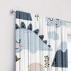 2Pc Cartoon Dinosaur Print Curtains - Polyester Fabric For Bedroom, Living Room, And Kitchen - Machine Washable