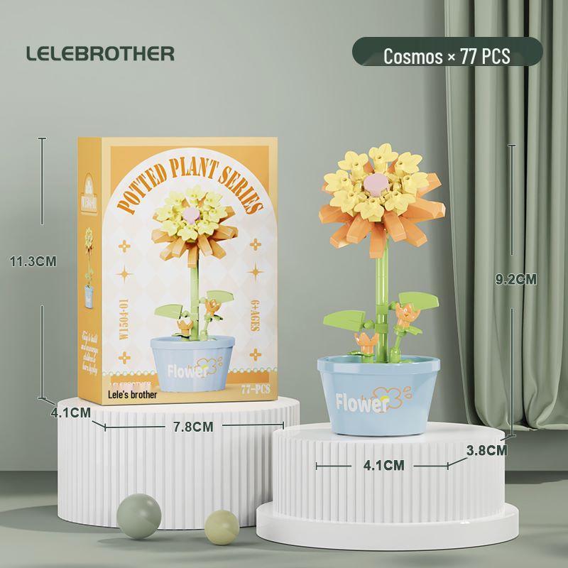 Cross-Border Lego Immortal Flower Basket Building Block Set - Rose Bonsai & Children's Assembly Toy for Teacher's Day Gift