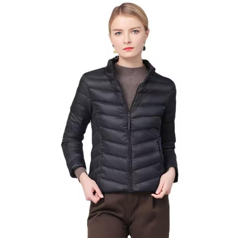 Lightweight White Duck Down Winter Women's Short Style New Solid Color Down Jacket Slim Fitting and Slim Standing Collar Lightweight Jacket Trend