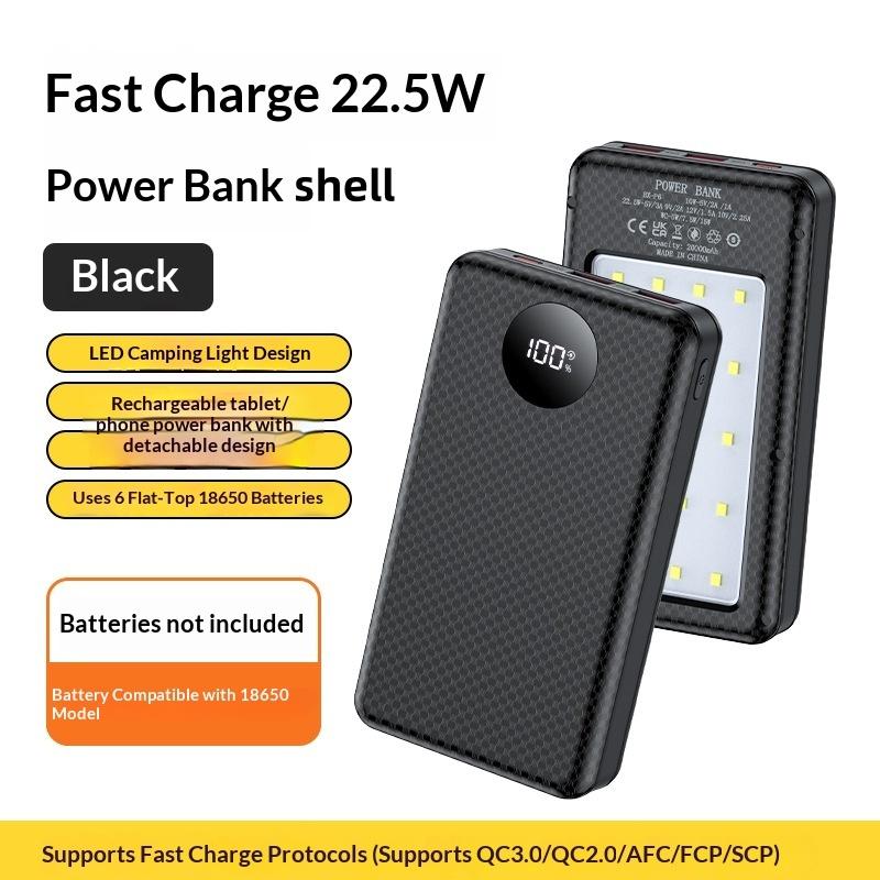 1 шт. Двойной USB Type-C Зарядный корпус 6*18650 Power Bank Держатель батарейного отсека с походными фонарями для телефона Кейсы для батарей 18650