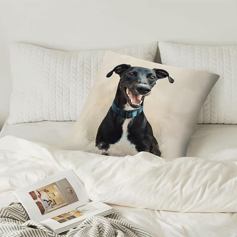 pc Greyhound Dog Portrait Pillow Cover Realistic Animal Print Cushion Case for Sofa Bedroom Home Decor Gift xcm