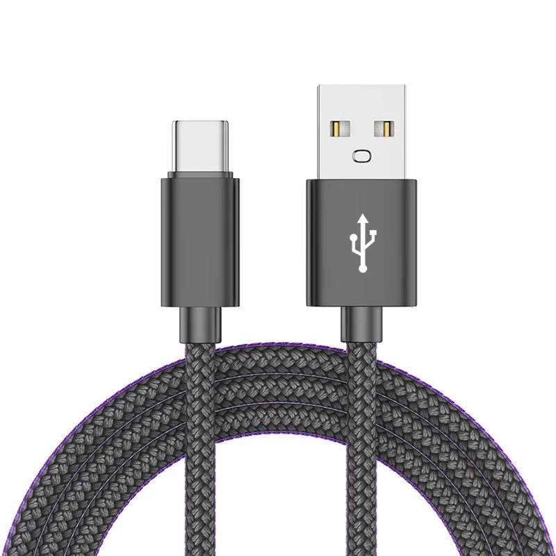 Кабель данных USB A на Type C Super Fast Charger Нейлоновый кабель для зарядки Устройство зарядки TypeC 1M 1M Кабель Для Android Iphone Samsung