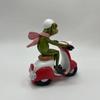 1pc Funny Motorcycle Frog Decor , Riding Red Scooter-like Motorcycle, with Helmet, Green Frog Decoration for Home, Office, Party