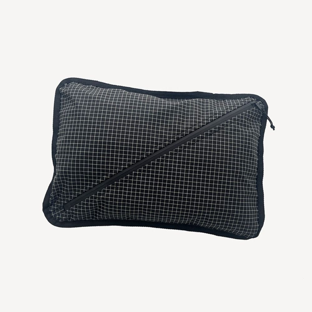 Grid Pattern Pillow Storage Bag 2-in-1 Camping Headrest Durable Travel Pouch  Camping Sleep