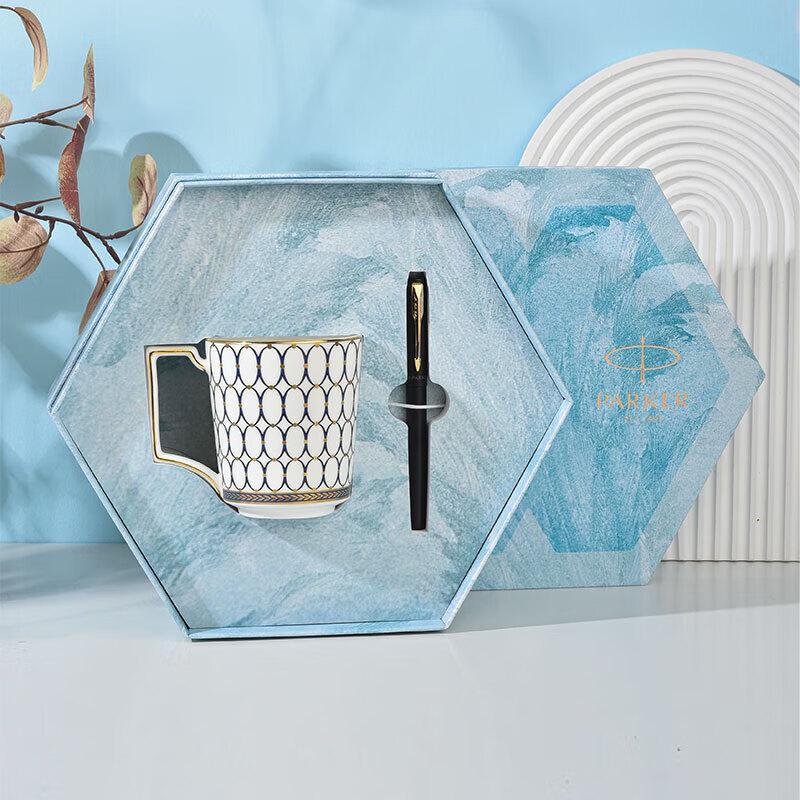 Wedgwood Набор синяя кружка Gold Dust Years и ручка Parker Vector XL