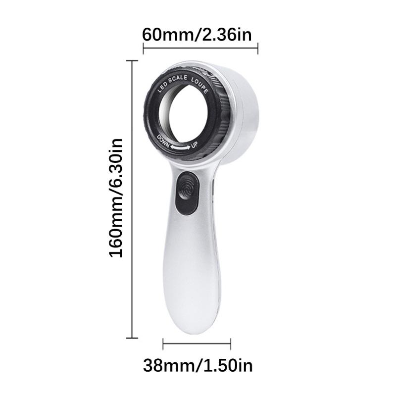 30x Magnification Jewelry Authenticity Tool With 4 Color LED Lighting Rechargeable Handheld Magnifier For Antique Coin Stamps Inspection