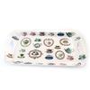 [N4291] - Multicolored White 'Tea Time' Cake Tray - 40. 5x20. 5cm