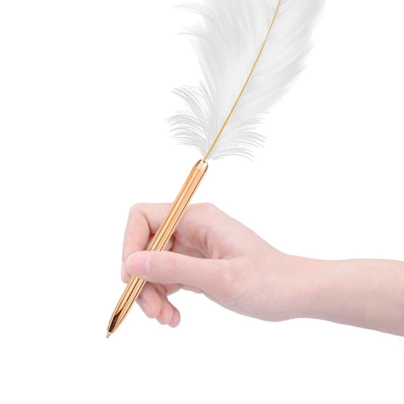 Ретро Чернильная Ручка с Пером Черная для Невесты Свадебная Шариковая Ручка с Пером Покрытый Корпус Ручки Плавное Письмо для Свадьбы