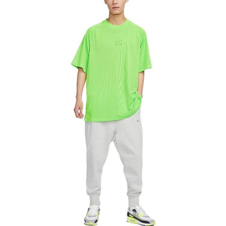 Nike T Shirts Men's Green Yellow Crew Neck Moderate Straight Fit DX0157-313