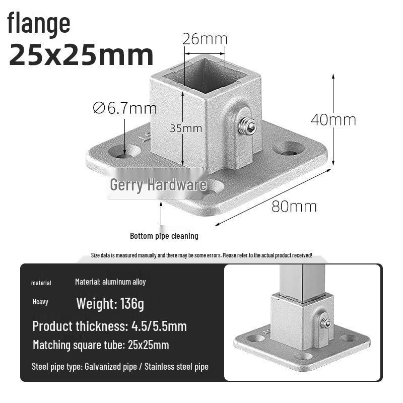 Aluminum Alloy 3-Way Elbow Connector for 20-25 Square Tubes