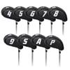 Golf Iron Cover Elastic Closure Wedge Cover Club Head Cover Set 9pcs(4-9,P,A,S) Interesting Numbers On Front and Side Black Synthetic Leather Three