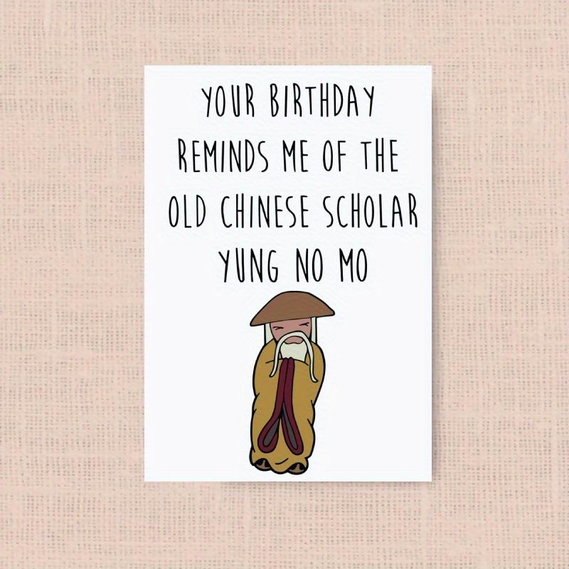 Стареющая карта Смешная поздравительная открытка с конвертом Китайский мультфильм Уникальные открытки С днем рождения Юнг Но Мо Черный юмор Оскорбительный