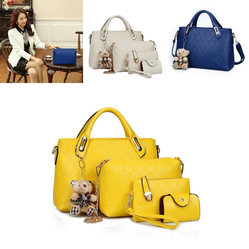 Стильная однотонная женская сумка через плечо из искусственной кожи, сумка-тоут, сумка-саквояж, клатч, кошелек для монет