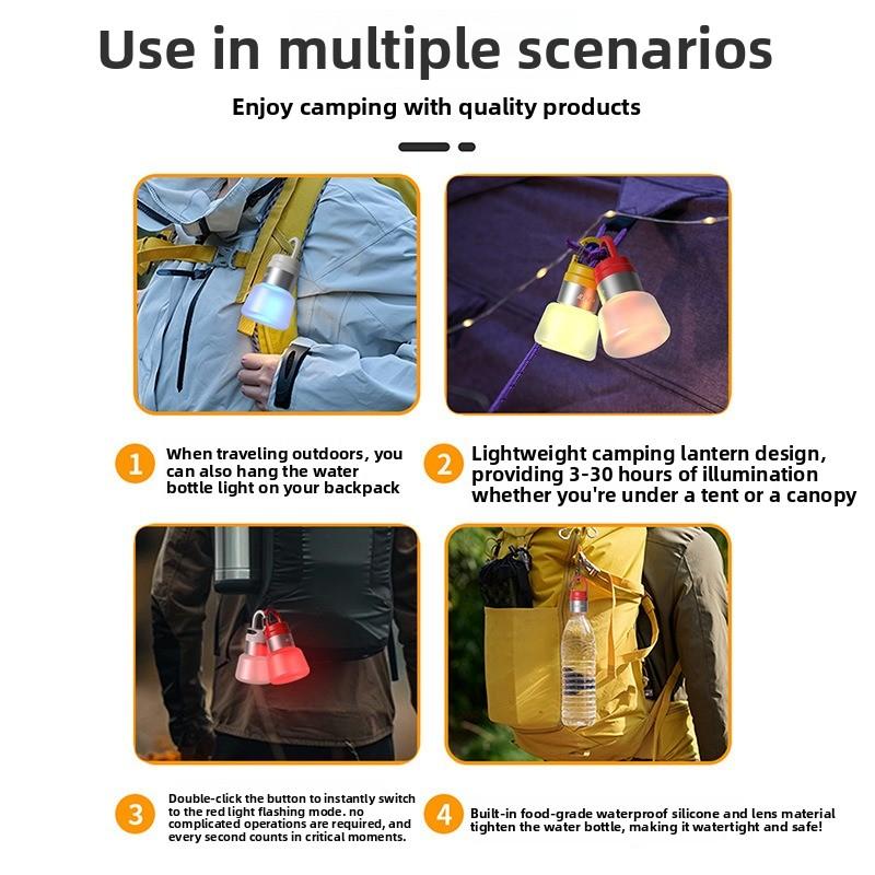 1-5PCS Creative Camping Water Bottle Lantern Outdoor Hiking Portable Multi-Scene Atmosphere Hanging Spotlight Flashlight