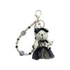 Crystal Bead String Stuffed Doll Pendant Lovely Car Key Ring Little Bear Keychain  Female