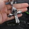 Cool Knight Skull Cross Pendant Mens Rope Necklace Jewelry