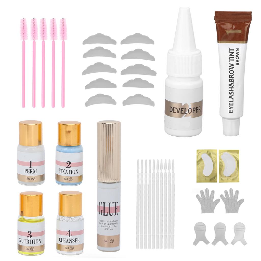 3 в 1 Нежный набор для бровей Perm Eyelash Lift Tint Kit Semi Permanent Curling Eyelash SetBrown