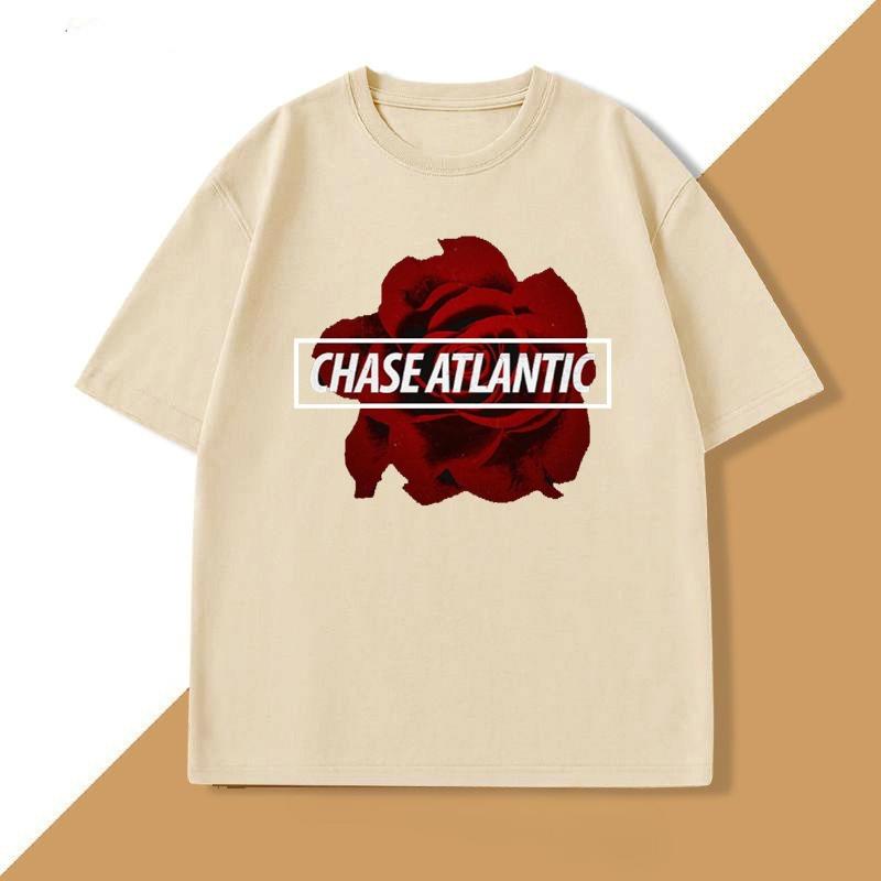 Футболка Chase Atlantic Flower Хлопковая футболка с коротким рукавом для унисекс ЖЕНСКАЯ футболка Одежда Свободный повседневный уличный стиль Оверсайз топ