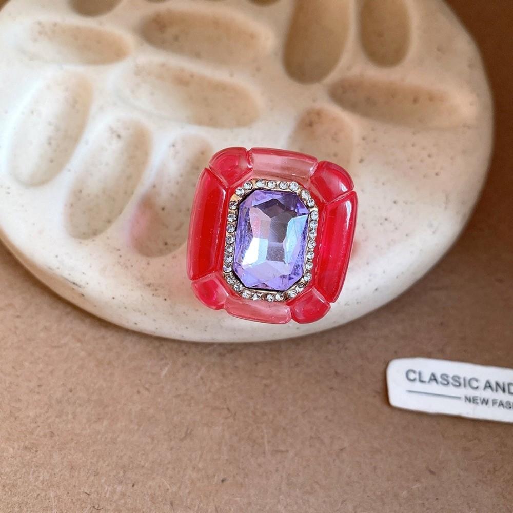 Candy Color Geometric Ring Y2K Classic Big Dome Plain Ring Hand Ornaments Acrylic Resin Ring  Party