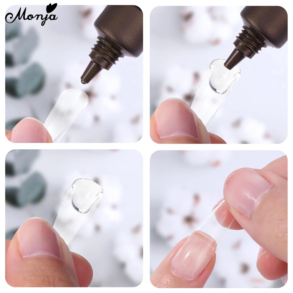 monja 3 шт., набор для наращивания акрилового дизайна ногтей, 6 Вт, светодиодная лампа для сушки, 15 г, УФ-гель, клей, матовый квадратный длинный гроб, миндаль, клей для накладных накладных кончиков