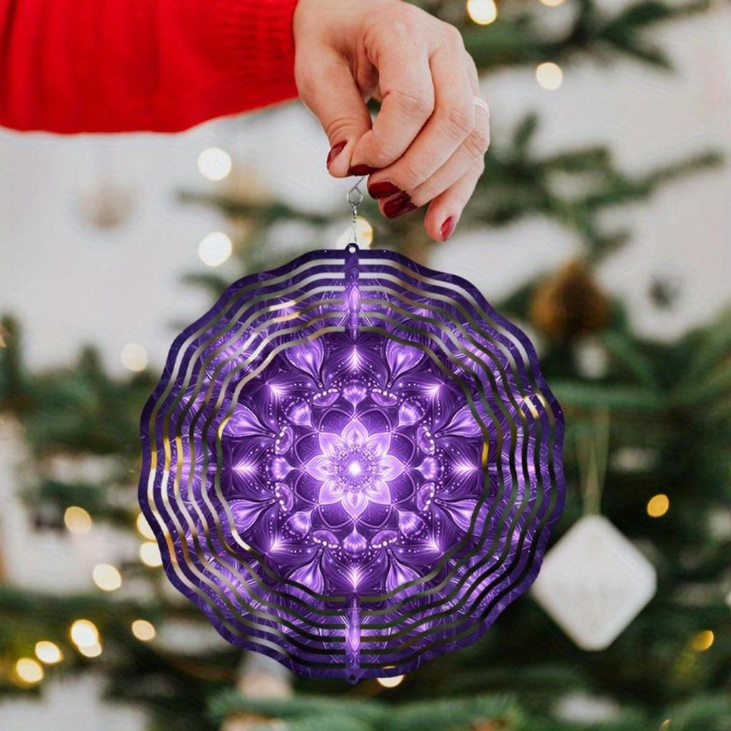 10 Inch Hanging Wind Spinner with Mandala Design 360 Degree Rotating Hook Elegant Art Decor for Garden Balcony Spring Summer Gift