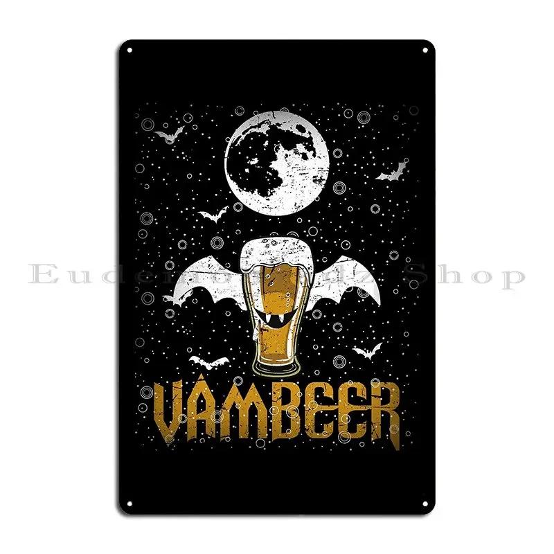 Vambeer Хэллоуин Пиво Летучая мышь Вампир Металлическая табличка Кинопечать Стена Пещера Бар Бар Жестяной знак Постер