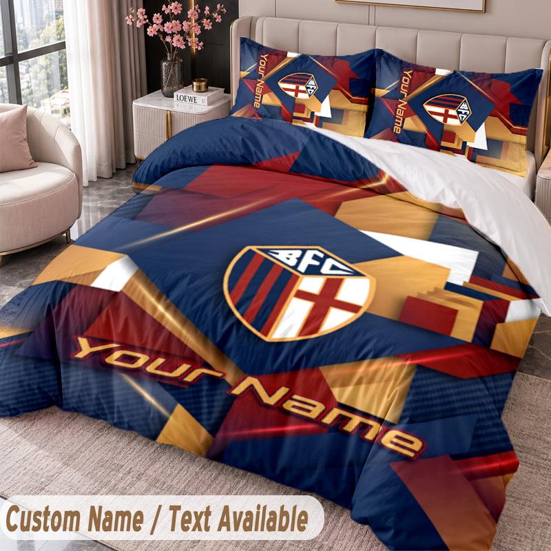 Bologna FC Printed Bedding Set Custom Name Text 1 Duvet Cover 2 Pillowcases For Bedroom