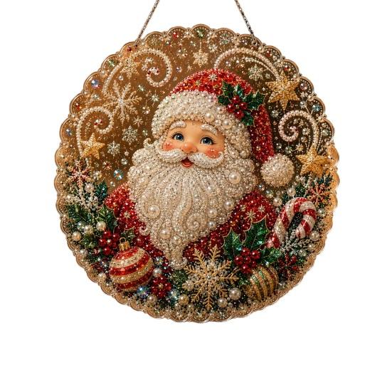 Decorative Christmas Tree Baubles Faux Pearl Art Kit, DIY Rhinestone Gem Painting Craft, Santa Festive Home Decor Items Stocking Elk Pattern