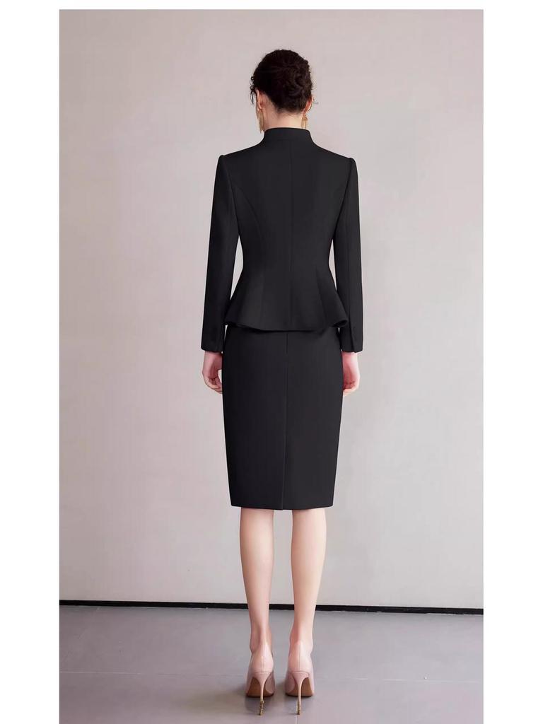 AD Winter Women's High-End Pink Wool Blend Blazer & Pants Set - Elegant Professional Outfit