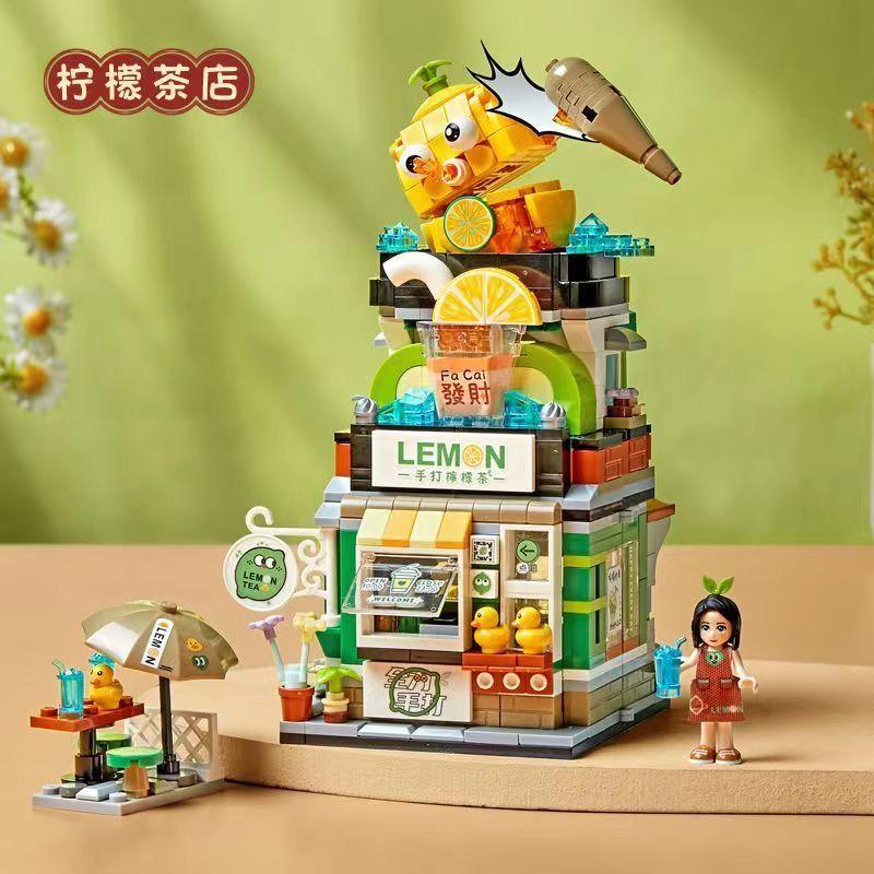 Loz Creative Mini Blocks Kids Building Bricks Snack Bar Sea Fish Food House Lemon Tea Shop Luosifen Store Puzzle Toys Girls Gift