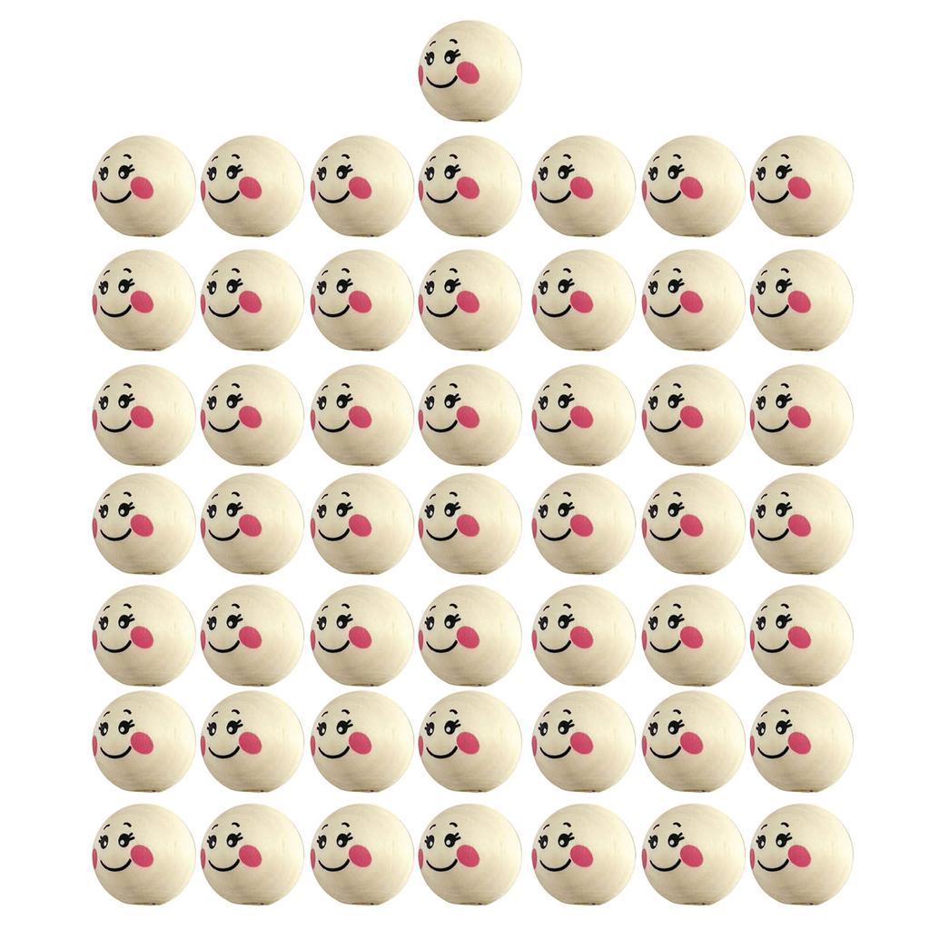 50 шт. Бусины с деревянным лицом, бусины-улыбки с отверстиями, натуральные деревянные бусины, круглые бусины для поделок и изготовления ювелирных изделий своими руками