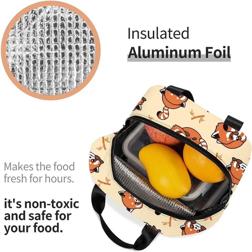 Red Panda Утепленная сумка для обеда для женщин и девочек, термосумка для школьного пикника, моющаяся, многоразовая, для работы в офисе, походов, пикников